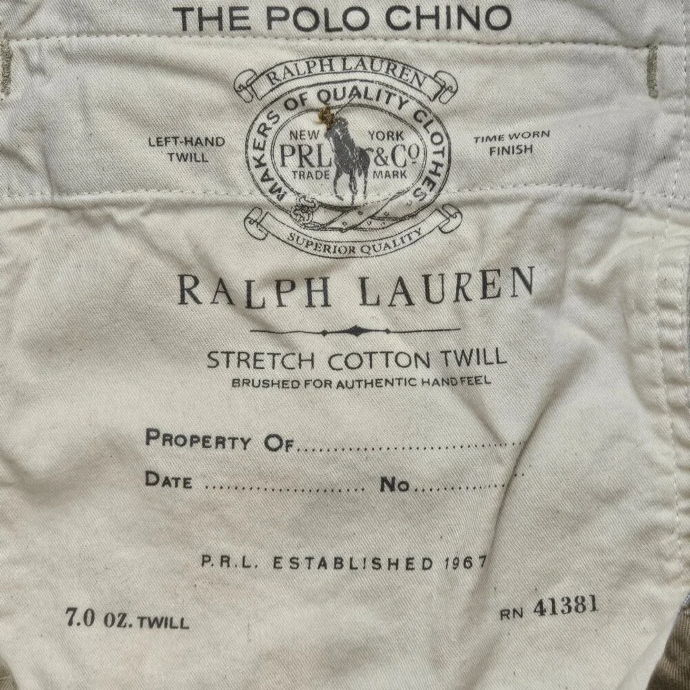 Polo Ralph Lauren Stretch Slim Fit Cotton Twill Chinos 34/32